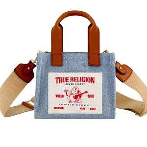 True Religion mini Denim Logo Tote Bag famous in tik tok
